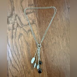 Vintage Lia Sophia Y Necklace.   Grey Black. Silver. 8in or 17in chain